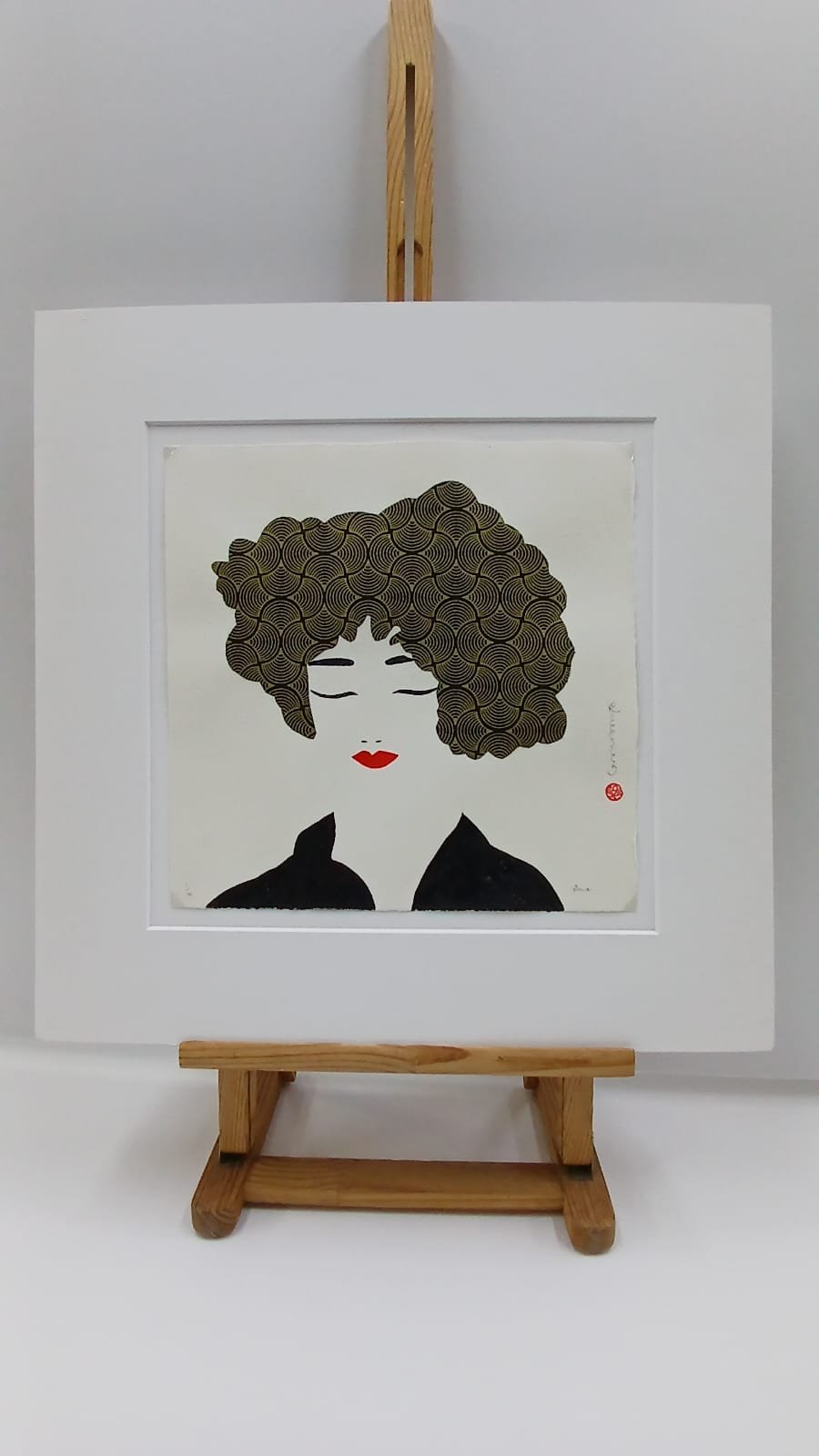 Obra de Cristina Gayarre — Retrato femenino dorado